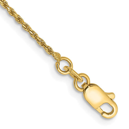 14K Gelbgold 1.15mm Diamantiert Machine Made Kordel mit Karabinerverschluss Gliederarmband