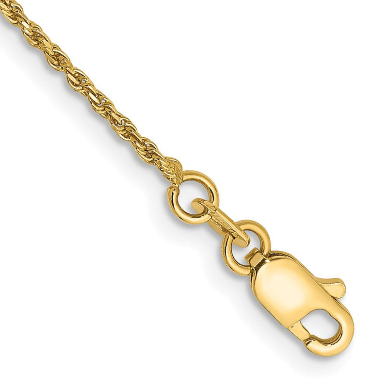 14K Gelbgold 1.15mm Diamantiert Machine Made Kordel mit Karabinerverschluss Gliederarmband