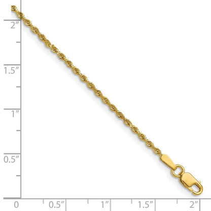 14K Gelbgold 1.5mm Diamantiert Kordel mit Karabinerverschluss Kette Kinder Halskette