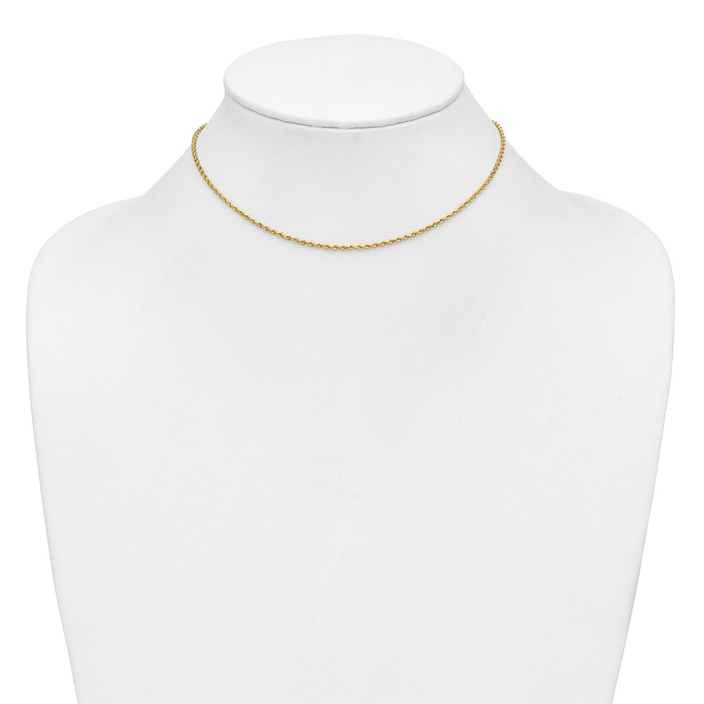14K Gelbgold 1.5mm Diamantiert Kordel mit Karabinerverschluss Kette Kinder Halskette