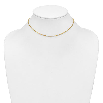 14K Gelbgold 1.5mm Diamantiert Kordel mit Karabinerverschluss Kette Kinder Halskette