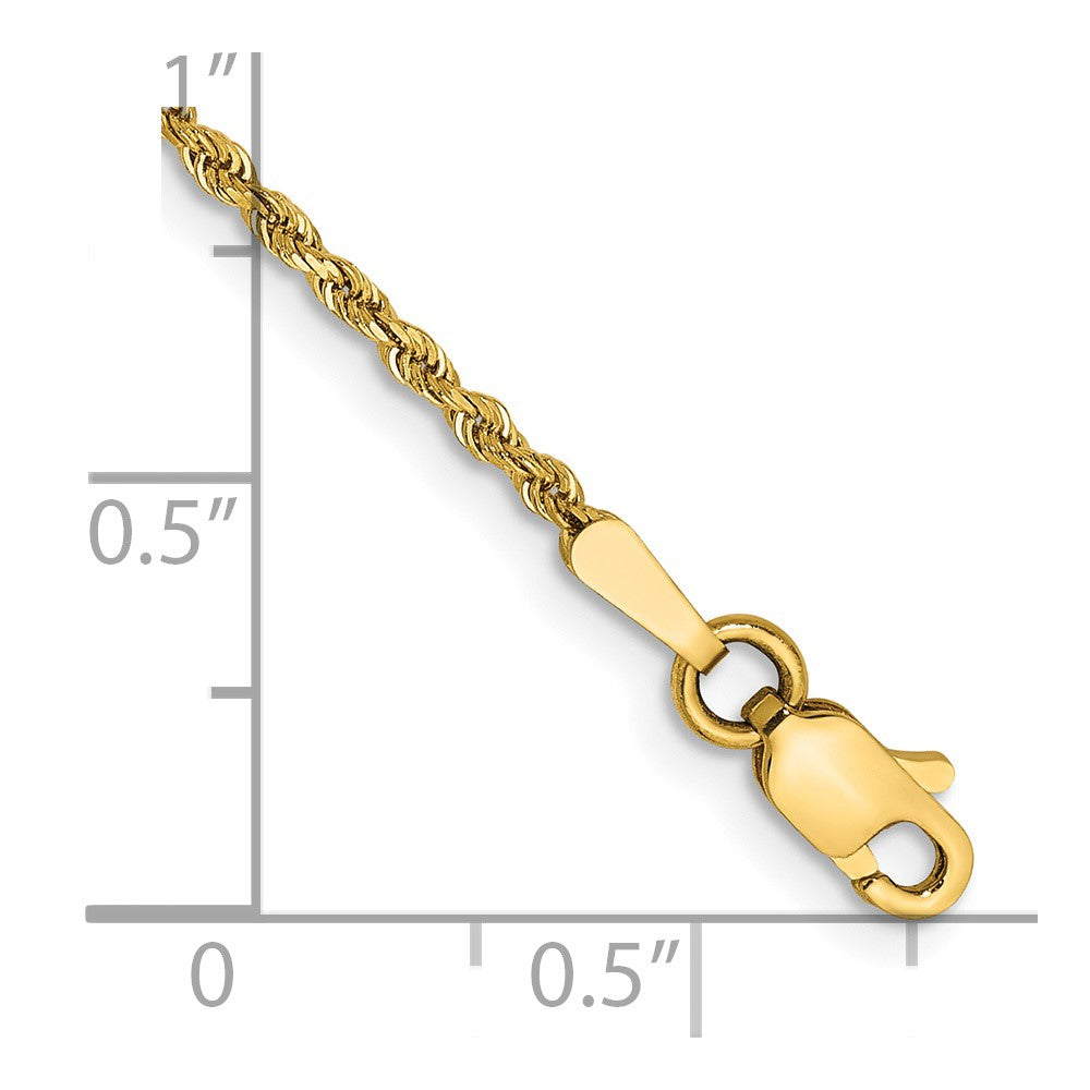 14K Gelbgold 1.5mm Diamantiert Kordel Kette Fußkettchen