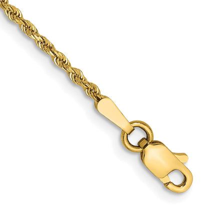 14K Gelbgold 1.5mm Diamantiert Kordel Kette Fußkettchen