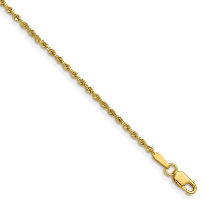 14K Gelbgold 1.5mm Diamantiert Kordel mit Karabinerverschluss Kette Kinder Halskette
