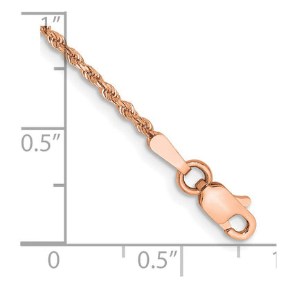 14K Roségold 1.75mm Diamantiert Kordel mit Karabinerverschluss Kette Fußkettchen