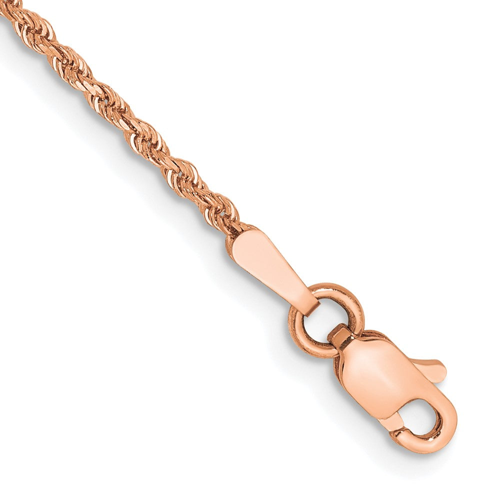 14K Roségold 1.75mm Diamantiert Kordel mit Karabinerverschluss Kette Fußkettchen