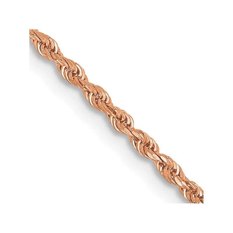 14K Roségold 1.5mm Diamantiert Kordel mit Karabinerverschluss Halskette