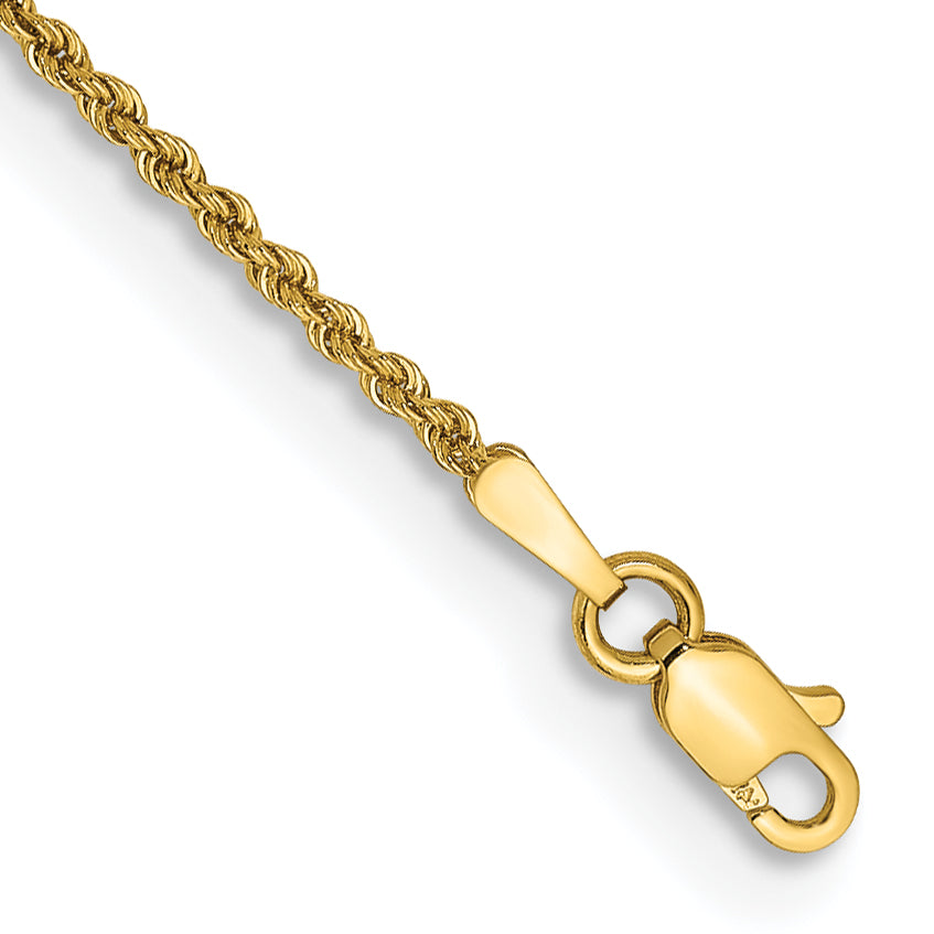 14K Gelbgold 1.5mm Normal Kordel mit Karabinerverschluss Kette Fußkettchen