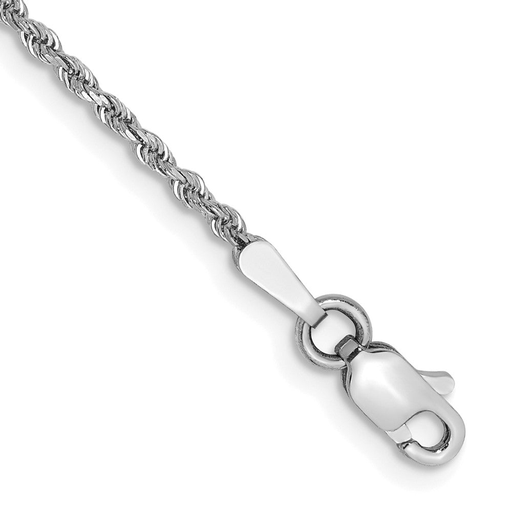 14K Weißgold 1.5mm Diamantiert Kordel mit Karabinerverschluss Gliederarmband
