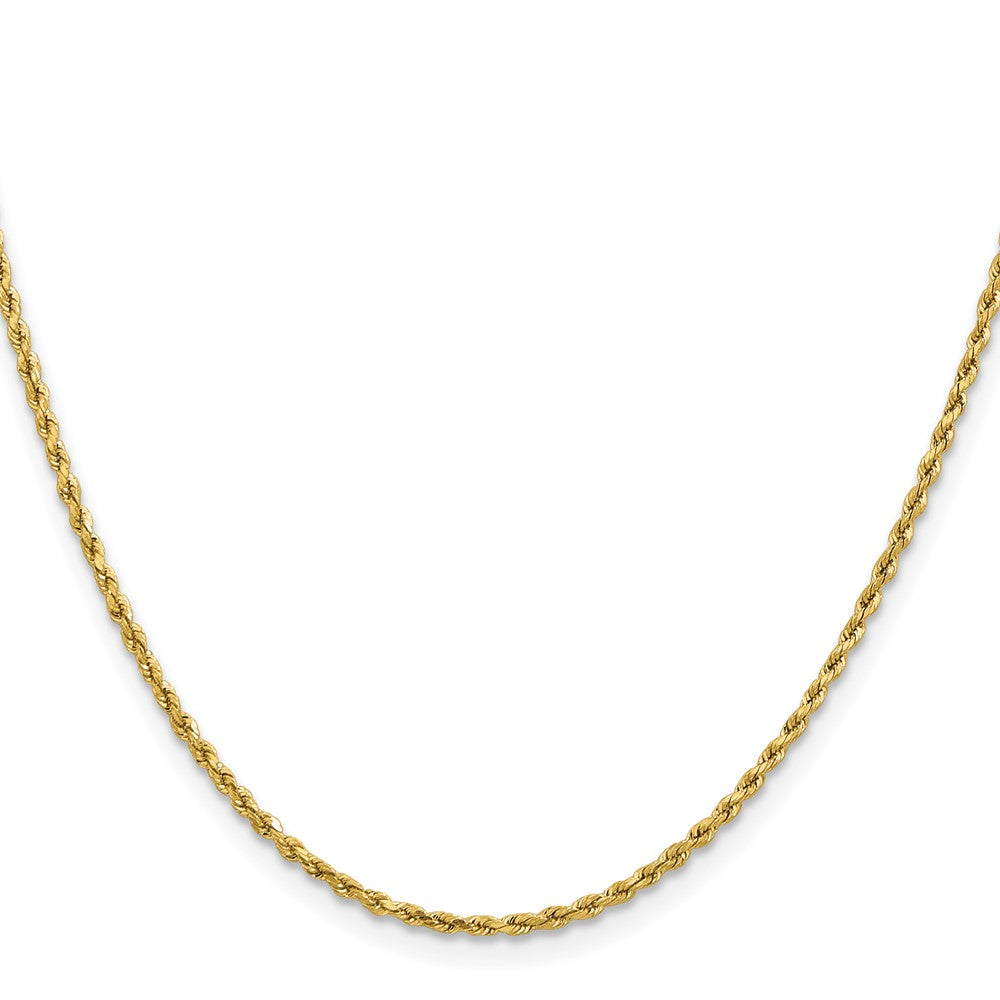 14K Gelbgold 1.8mm Leicht Diamantiert Kordel mit Karabinerverschluss Halskette