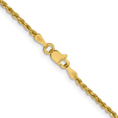 14K Gelbgold 1.8mm Leicht Diamantiert Kordel mit Karabinerverschluss Halskette