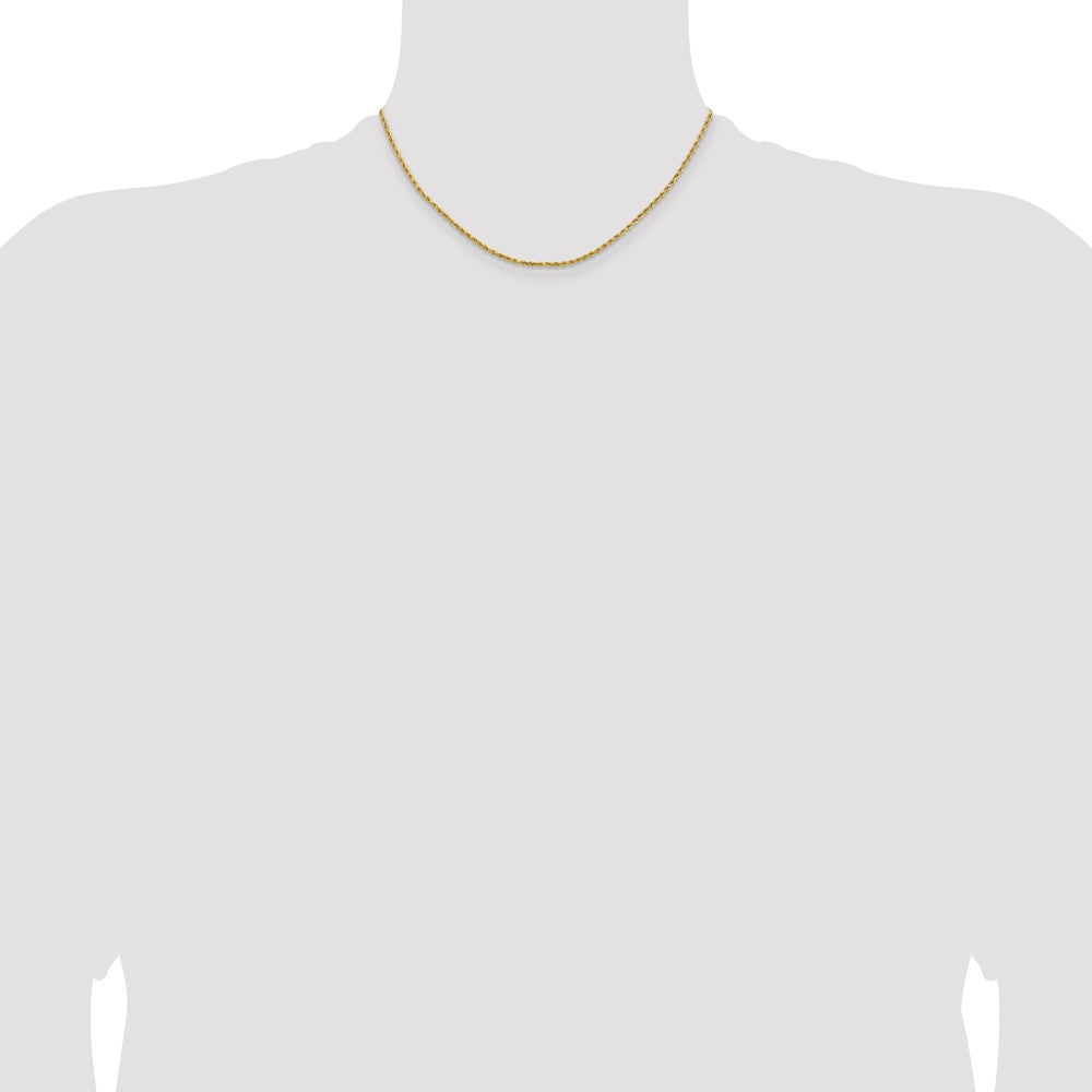14K Gelbgold 1.8mm Leicht Diamantiert Kordel mit Karabinerverschluss Halskette