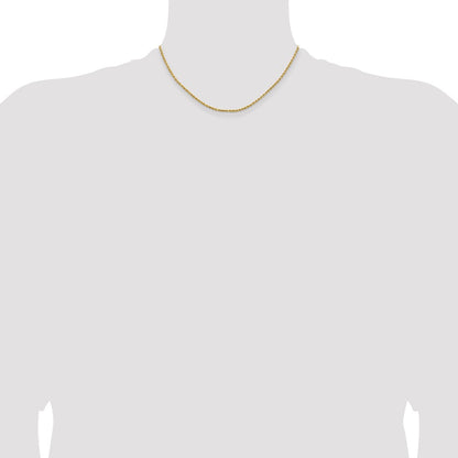 14K Gelbgold 1.8mm Leicht Diamantiert Kordel mit Karabinerverschluss Halskette