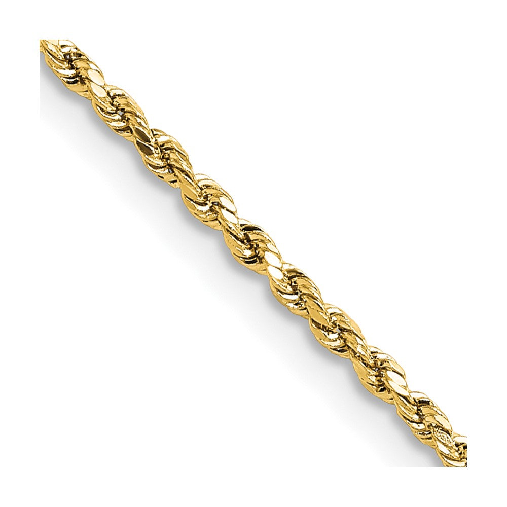 14K Gelbgold 1.8mm Leicht Diamantiert Kordel mit Karabinerverschluss Halskette