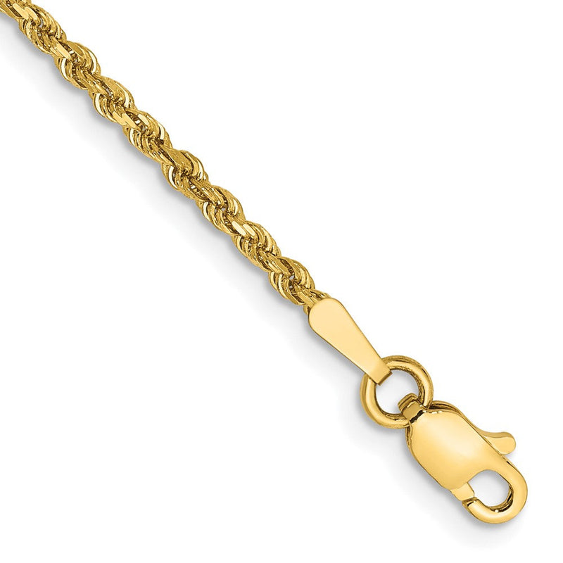 14K Gelbgold 1.75mm Diamantiert Kordel mit Karabinerverschluss Gliederarmband