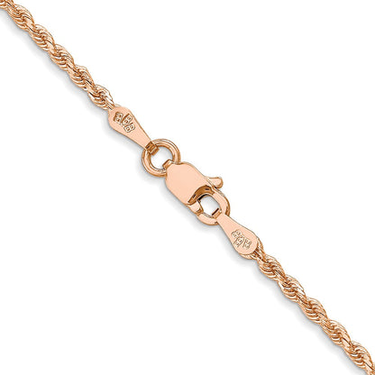 14K Roségold 1.75mm Diamantiert Kordel mit Karabinerverschluss Halskette