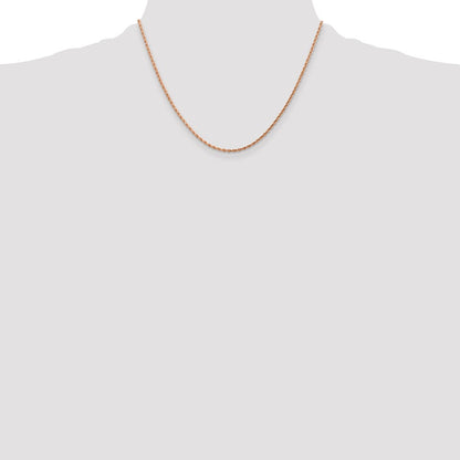 14K Roségold 1.75mm Diamantiert Kordel mit Karabinerverschluss Halskette