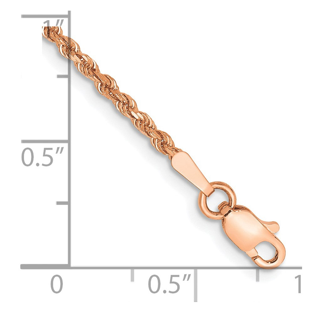 14K Roségold 1.75mm Diamantiert Kordel mit Karabinerverschluss Gliederarmband