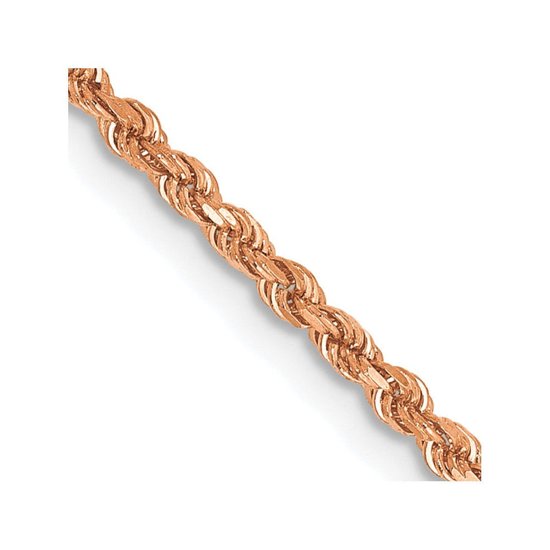 14K Roségold 1.75mm Diamantiert Kordel mit Karabinerverschluss Halskette