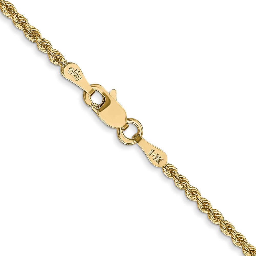 14K Gelbgold 2mm Normal Kordel mit Karabinerverschluss Kette Kinder Halskette