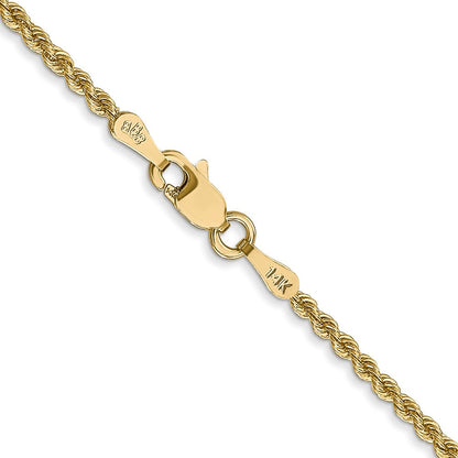14K Gelbgold 2mm Normal Kordel mit Karabinerverschluss Kette Kinder Halskette