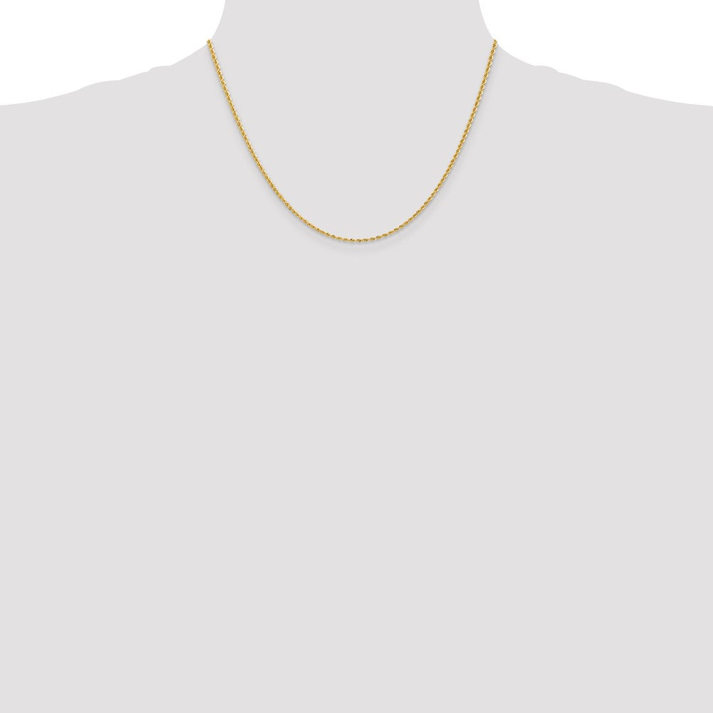 14K Gelbgold 2mm Normal Kordel mit Karabinerverschluss Halskette