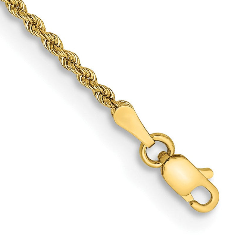 14K Gelbgold 2mm Normal Kordel mit Karabinerverschluss Gliederarmband