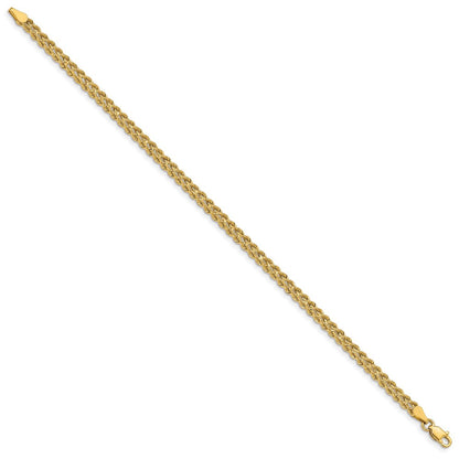 14K Gelbgold 3.75mm Doppelt Strang Kordel Gliederarmband