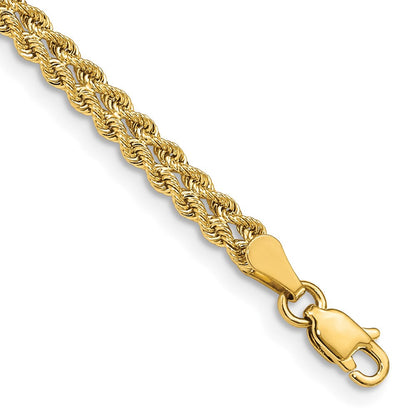 14K Gelbgold 3.75mm Doppelt Strang Kordel Gliederarmband