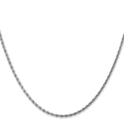 14K Weißgold 1.75mm Diamantiert Kordel mit Karabinerverschluss Halskette