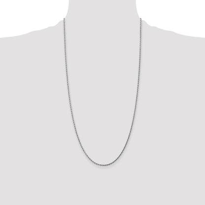 10K Weißgold 1.75mm Diamantiert Kordel Halskette