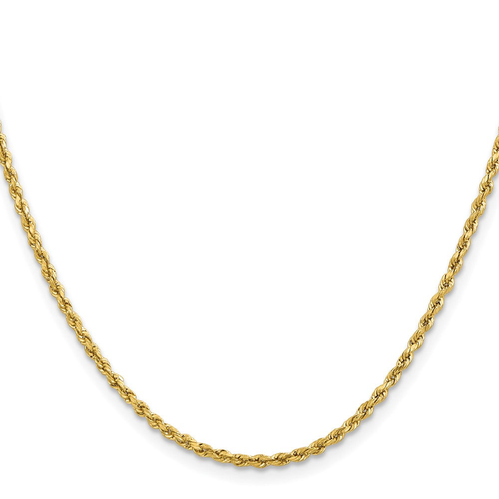 14K Gelbgold 2mm Leicht Diamantiert Kordel mit Karabinerverschluss Halskette