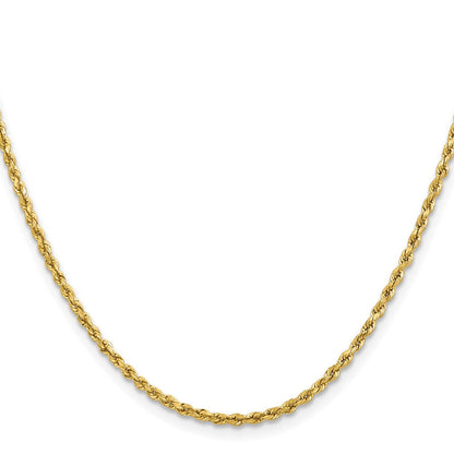 14K Gelbgold 2mm Leicht Diamantiert Kordel mit Karabinerverschluss Halskette