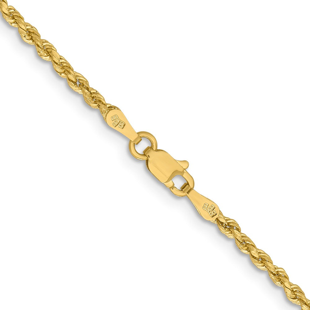 14K Gelbgold 2mm Leicht Diamantiert Kordel mit Karabinerverschluss Halskette