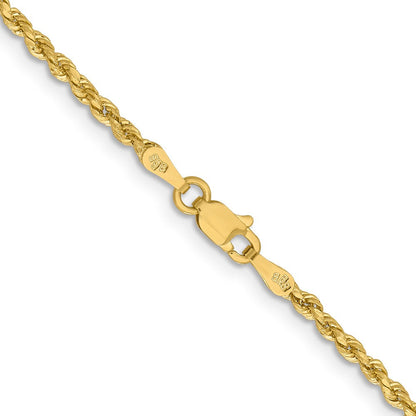 14K Gelbgold 2mm Leicht Diamantiert Kordel mit Karabinerverschluss Halskette