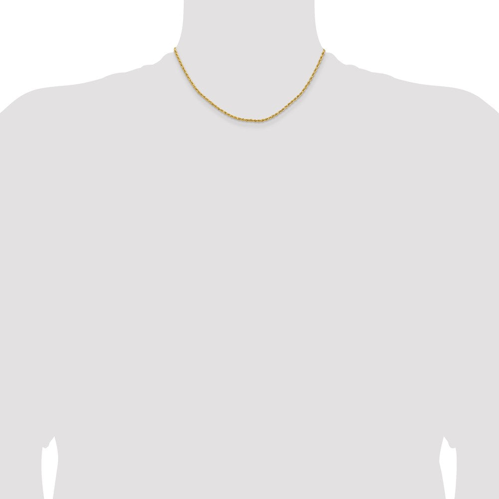14K Gelbgold 2mm Leicht Diamantiert Kordel mit Karabinerverschluss Halskette