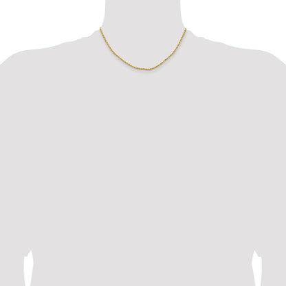 14K Gelbgold 2mm Leicht Diamantiert Kordel mit Karabinerverschluss Halskette