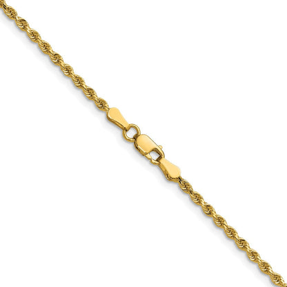 14K Gelbgold 2mm Diamantiert Kordel mit Karabinerverschluss Halskette