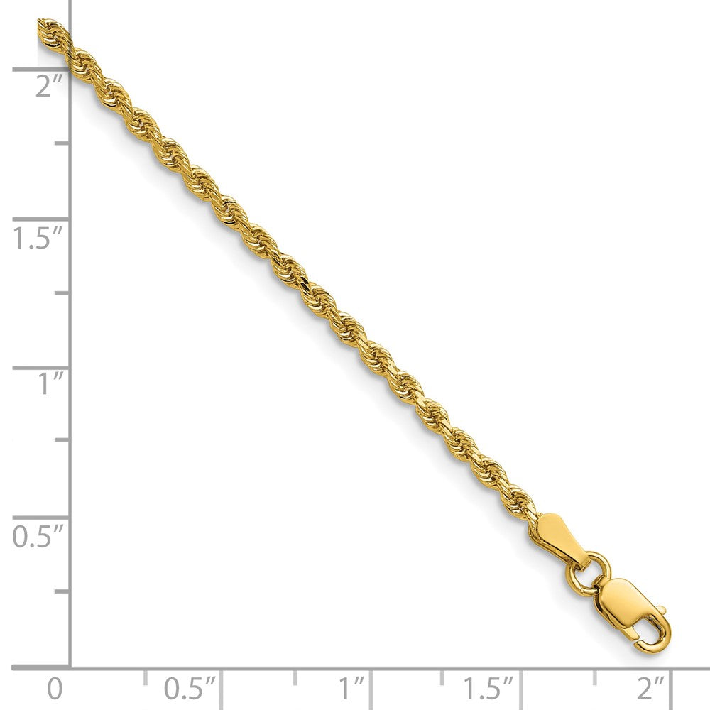 14K Gelbgold 2mm Diamantiert Kordel mit Karabinerverschluss Halskette