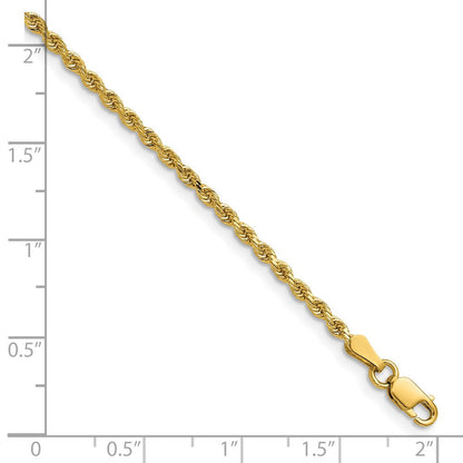14K Gelbgold 2mm Diamantiert Kordel mit Karabinerverschluss Halskette