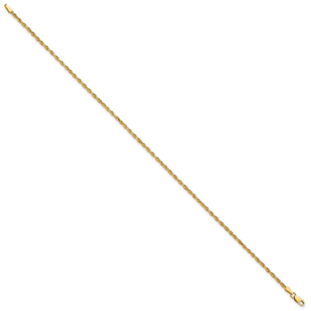 14K Gelbgold 2mm Diamantiert Kordel mit Karabinerverschluss Kette Fußkettchen