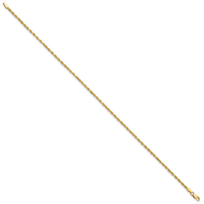 14K Gelbgold 2mm Diamantiert Kordel mit Karabinerverschluss Kette Fußkettchen