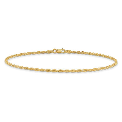 14K Gelbgold 2mm Diamantiert Kordel mit Karabinerverschluss Kette Fußkettchen