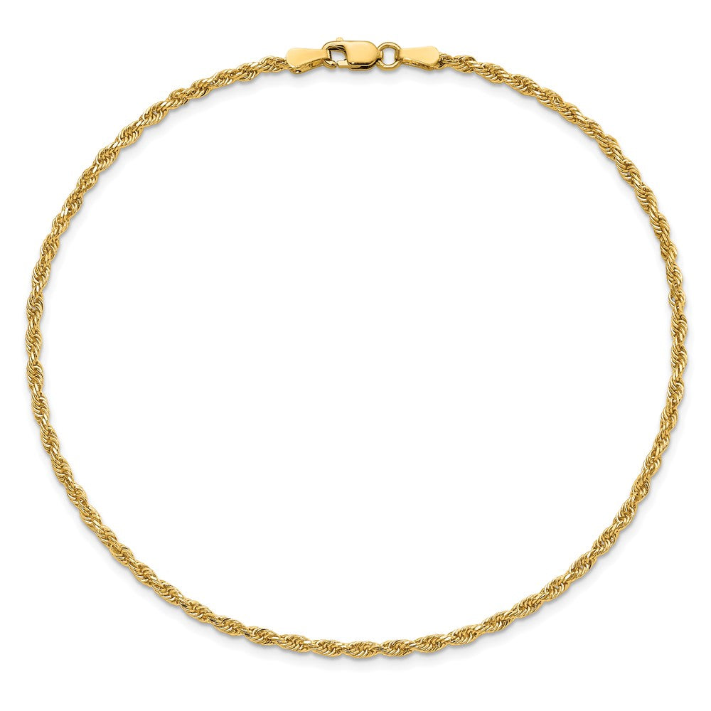14K Gelbgold 2mm Diamantiert Kordel mit Karabinerverschluss Kette Fußkettchen