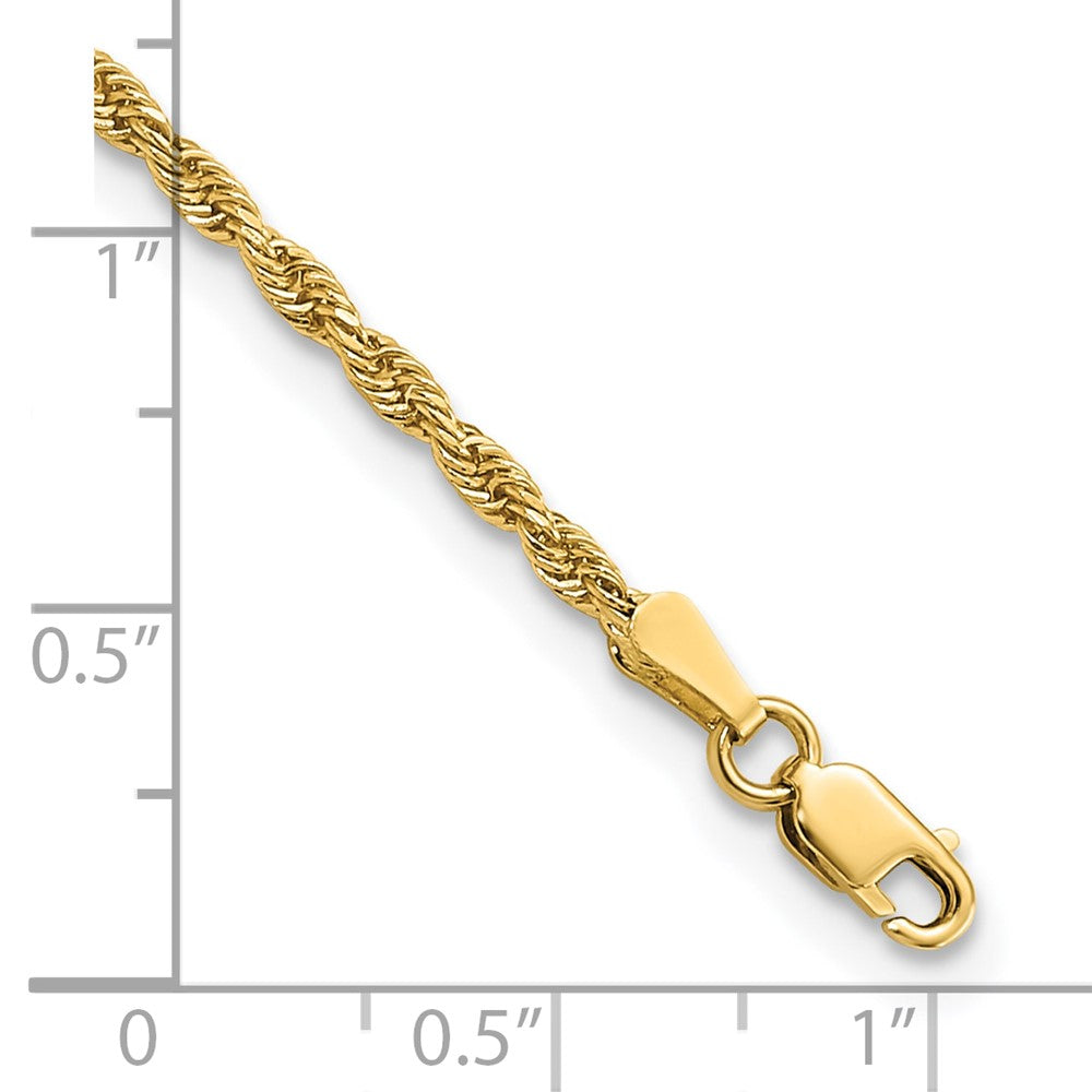 14K Gelbgold 2mm Diamantiert Kordel mit Karabinerverschluss Kette Fußkettchen
