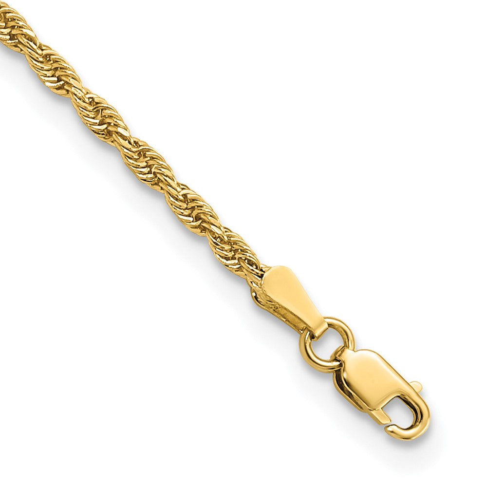 14K Gelbgold 2mm Diamantiert Kordel mit Karabinerverschluss Kette Fußkettchen