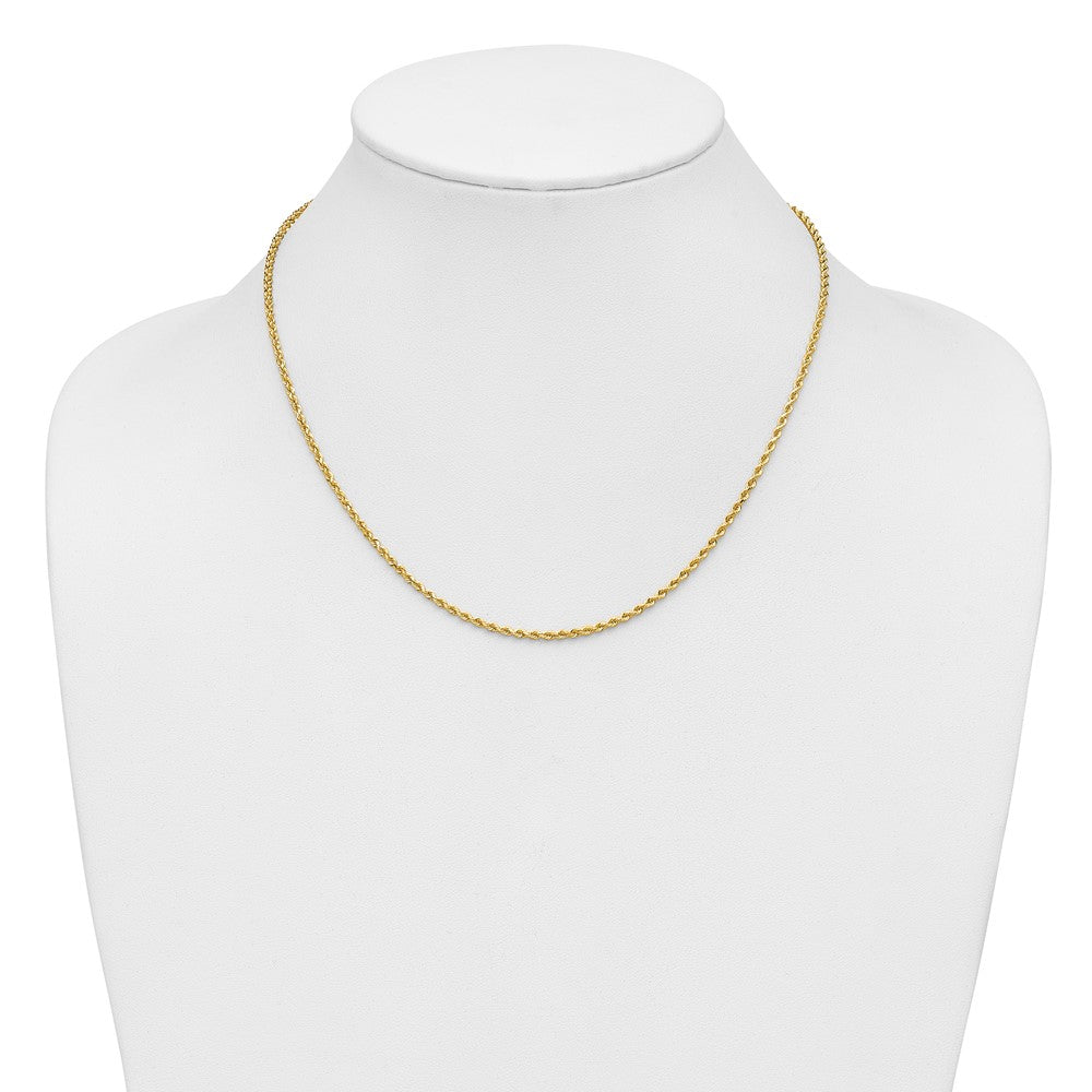 14K Gelbgold 2mm Diamantiert Kordel mit Karabinerverschluss Halskette