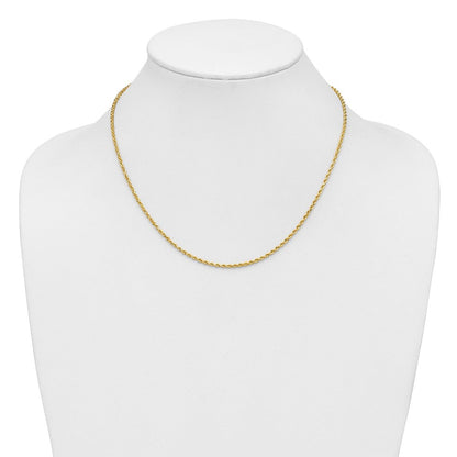 14K Gelbgold 2mm Diamantiert Kordel mit Karabinerverschluss Halskette