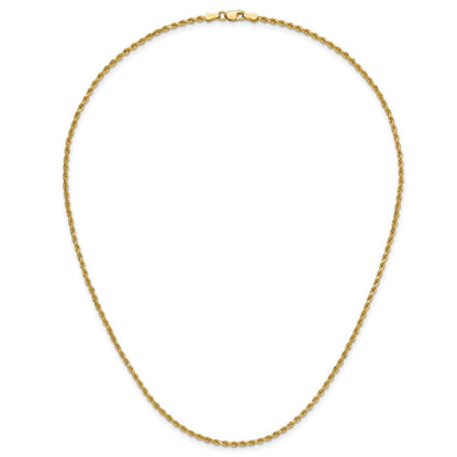 14K Gelbgold 2mm Diamantiert Kordel mit Karabinerverschluss Halskette