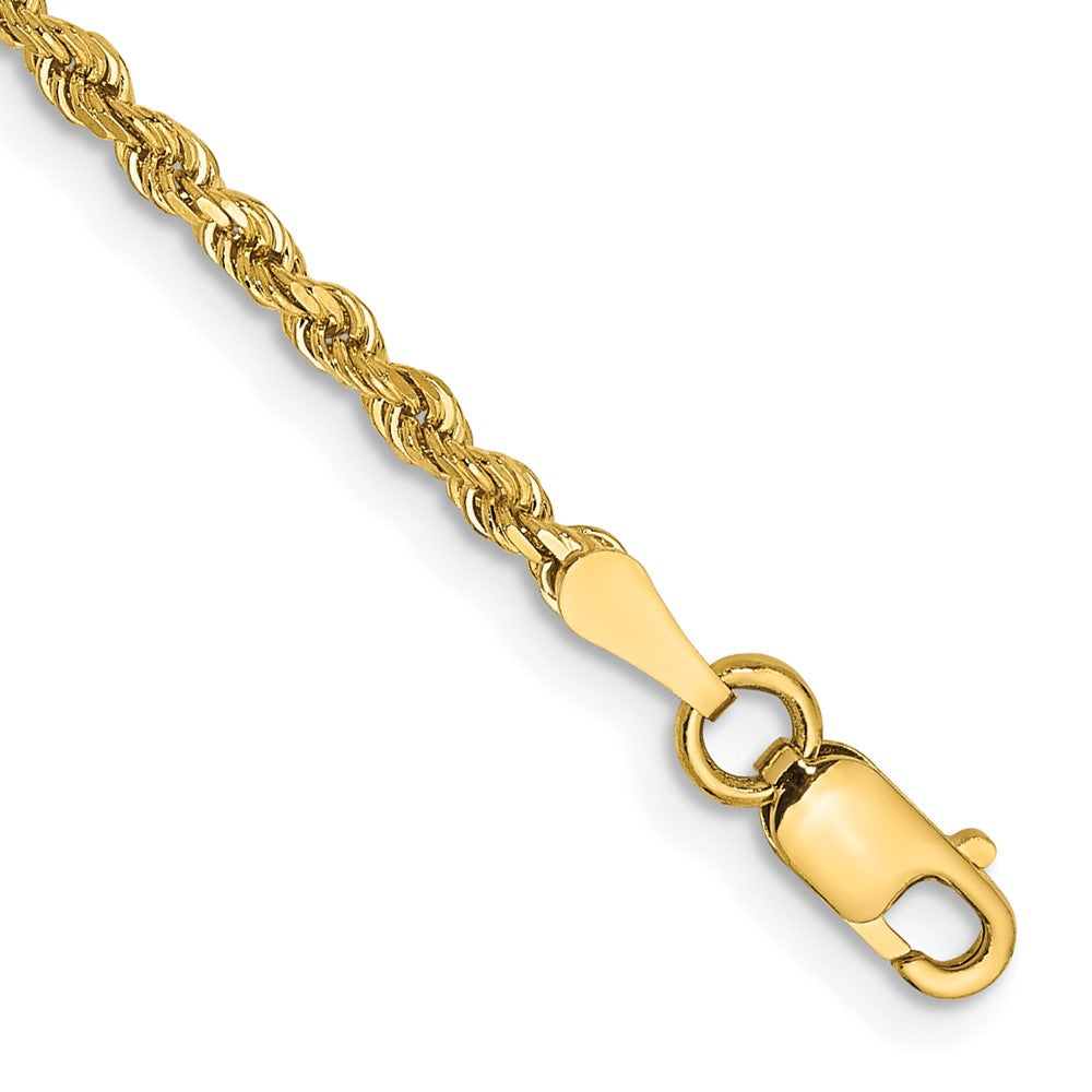 14K Gelbgold 2mm Diamantiert Kordel mit Karabinerverschluss Gliederarmband